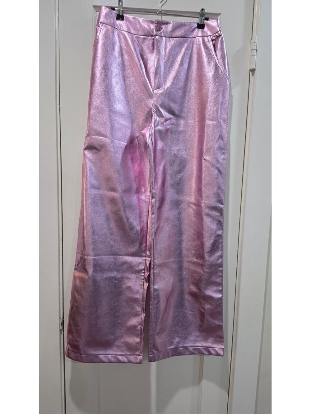 Ange Pink Metallic Wide Leg Pants Size L